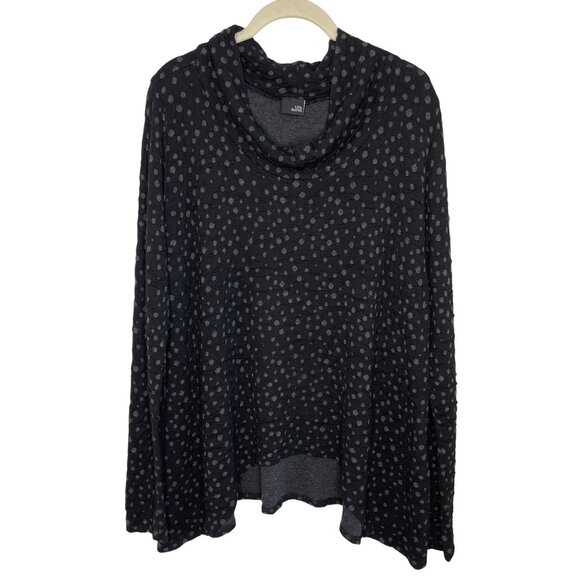 Lisa Bayne Black & Gray Polka Dot Cowl Neck Long Sleeve Knit Top, L - Picture 1 of 9